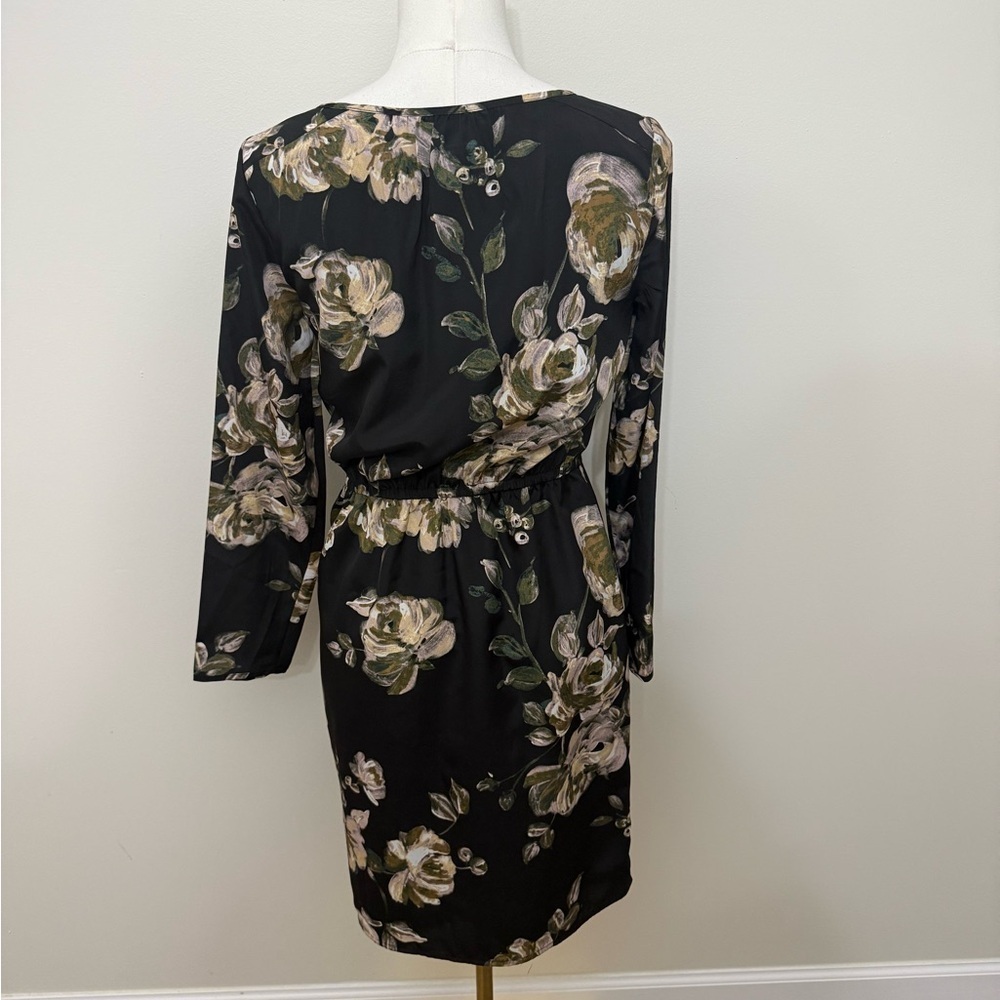 J. Crew Black Floral Long Sleeve Dress - Picture 7 of 8